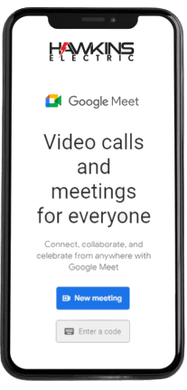 Smartphone showing Google meet video call