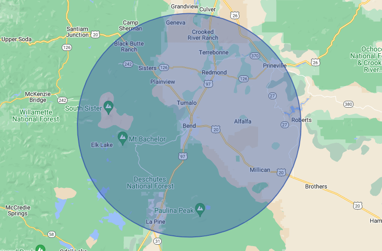 Bend Oregon Radius Map